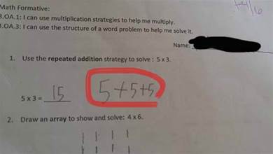 孩子作業上寫「5×3=15」卻被扣分，媽媽氣得找老師理論...結果老師竟然是對的！