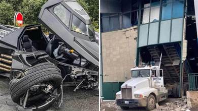 24張付出高昂代價的「事故」照片，卡車司機忘記放下後面的貨箱，撞壞了世博會的展覽中心！