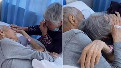 陪伴終老！88歲患癌阿公「摸頭安撫老伴」為她擦眼淚 「一個擁抱」成愛情最美畫面：來世再見