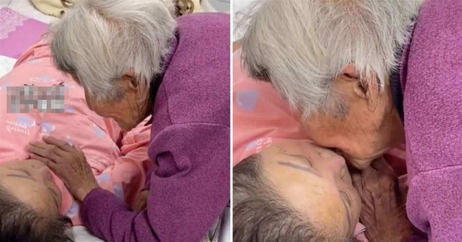 95歲媽看望74歲生病女兒，摸頭親吻安慰孩子，一句「沒事，媽來了」惹哭網友：有媽真好！